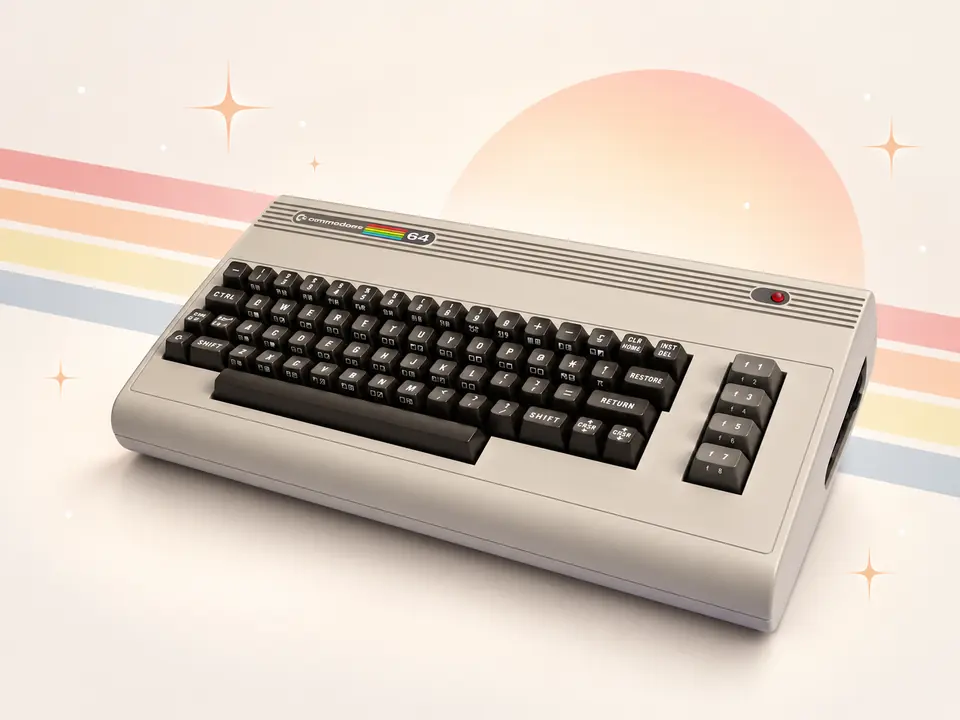 Illustrazione editoriale dedicata al Commodore 64
