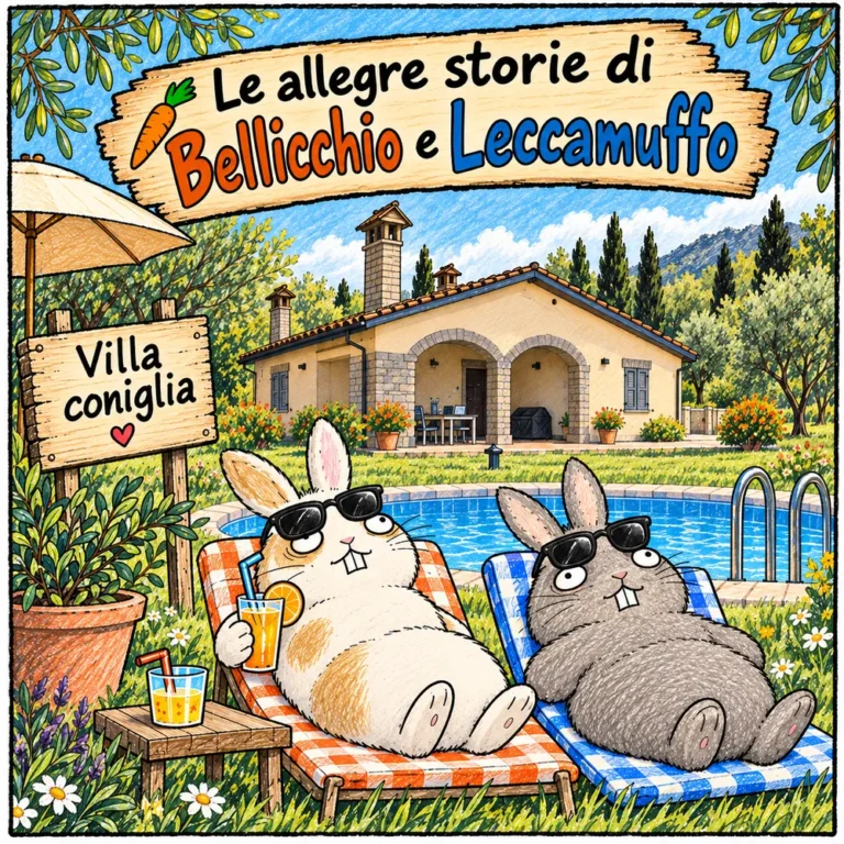 Bellicchio e Leccamuffo a bordo piscina davanti a Villa Coniglia