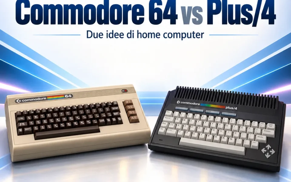 ommodore 64 e Commodore Plus/4 affiancati, due home computer a 8 bit Commodore degli anni Ottanta.